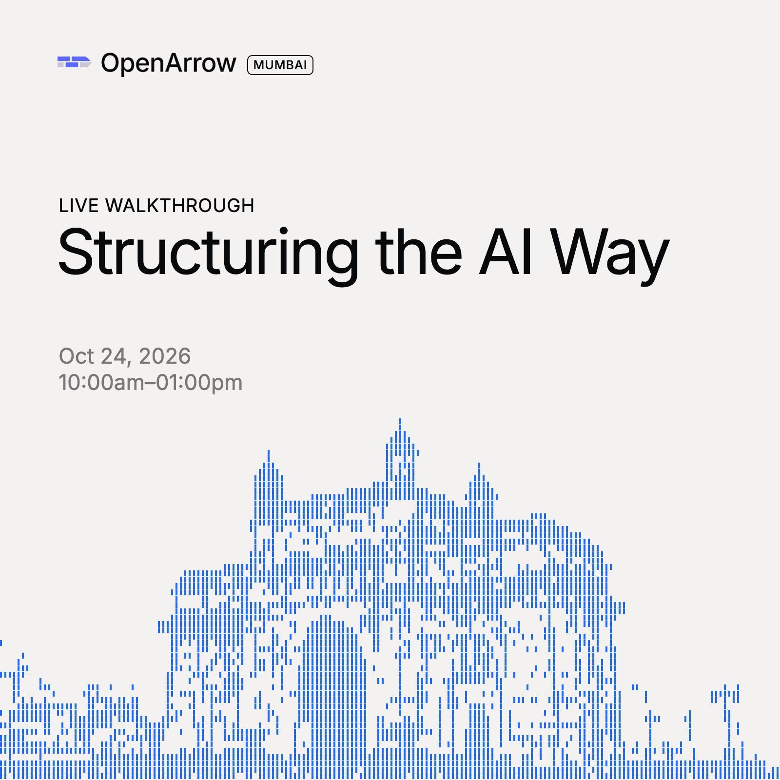 Invitation for Structuring the AI Way, a live walkthrough by OpenArrow in Mumbai on 24 October 2026